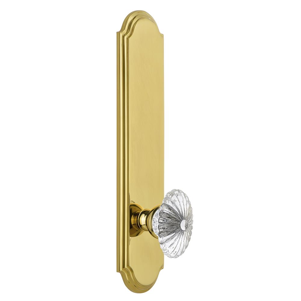 Grandeur by Nostalgic Warehouse ARCBUR Arc Tall Plate Privacy with Burgundy Knob in Polished Brass